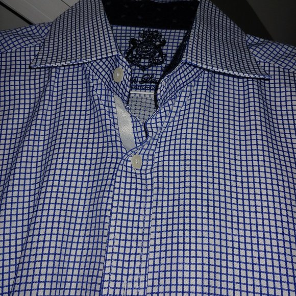 English Laundry Mens Shirt Size 15 1/2, 34/35 Check design Navy/White - Picture 2 of 6